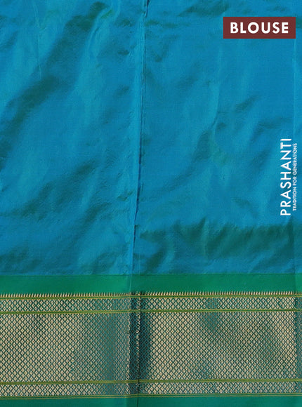 Pure paithani silk saree purple and dual shade of green with allover annam zari woven buttas and paithani weaving pallu