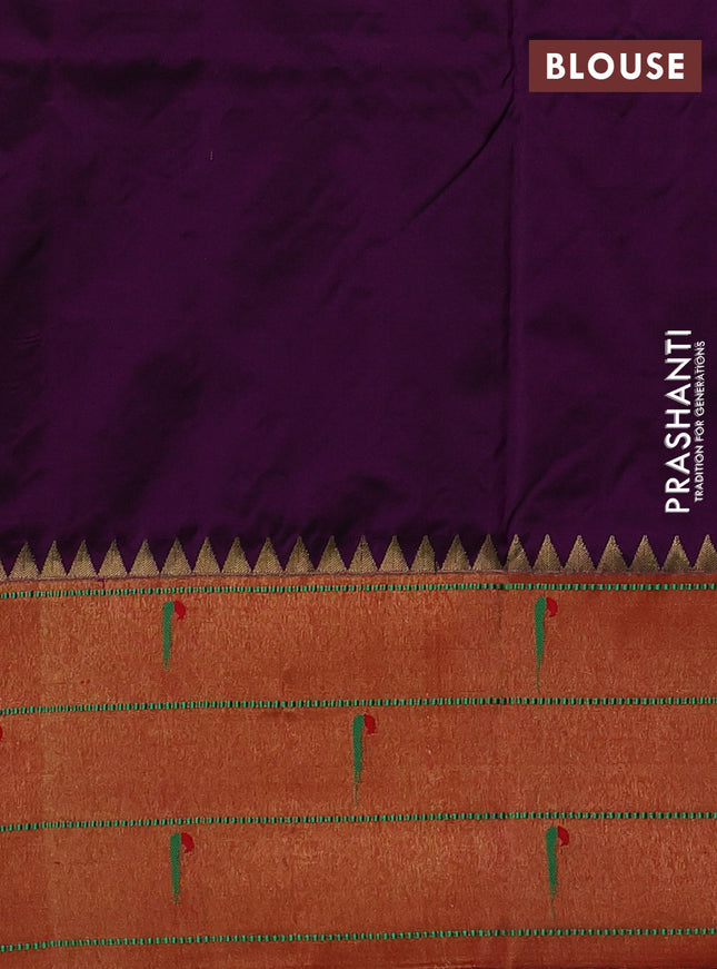 Pure paithani silk saree purple and red with allover zari woven floral buttas and zari woven muniya butta border