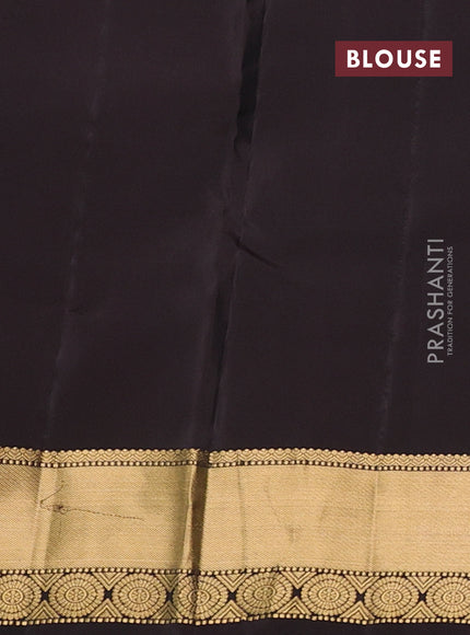 Kanchipuram silk saree teal blue and coffee brown with zari woven buttas and zari woven border