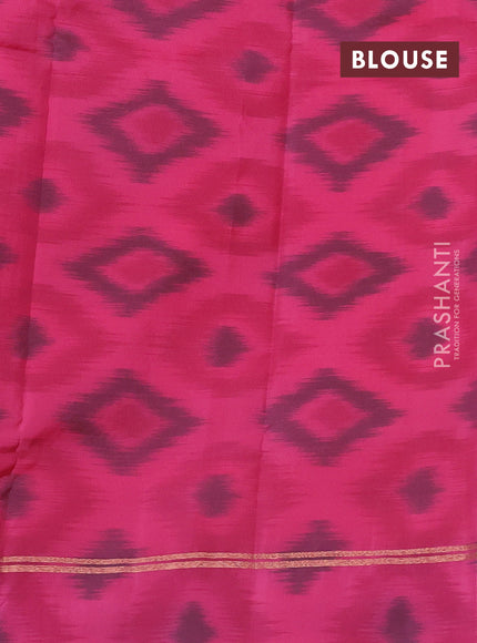 Kanchipuram silk saree orange and pink with copper zari woven buttas and copper ikat woven border