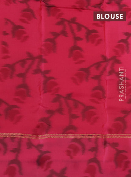 Kanchipuram silk saree orange and peach pink with copper zari woven buttas and copper ikat woven border