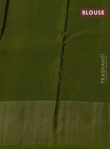 Kanchipuram silk saree green and light green with zari woven buttas and zari woven border
