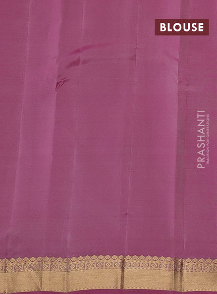 Kanchipuram silk saree beige and pink with zari woven buttas and zari woven border