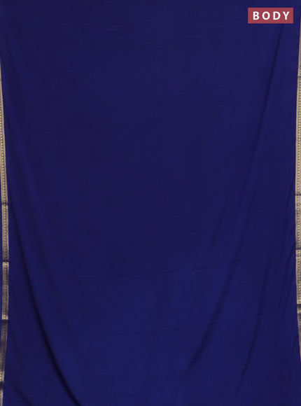 Semi mysore silk saree navy blue with plain body and zari woven border