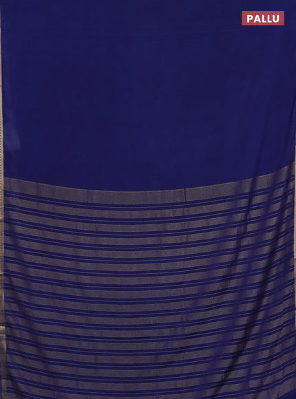 Semi mysore silk saree navy blue with plain body and zari woven border