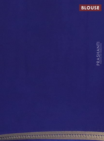 Semi mysore silk saree navy blue with plain body and zari woven border