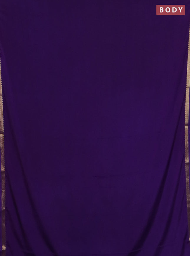 Semi mysore silk saree violet with plain body and zari woven border