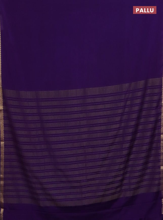 Semi mysore silk saree violet with plain body and zari woven border