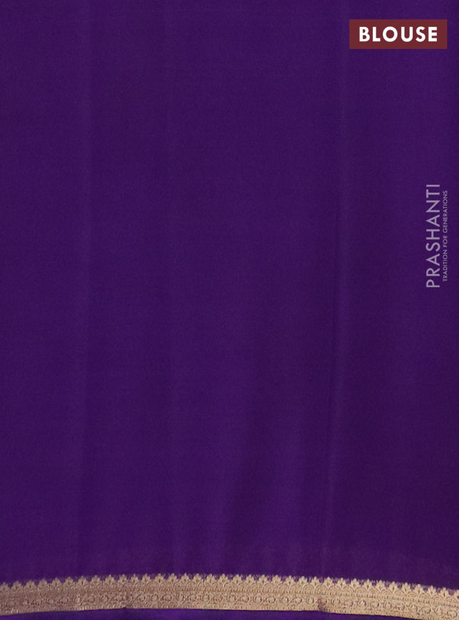 Semi mysore silk saree violet with plain body and zari woven border