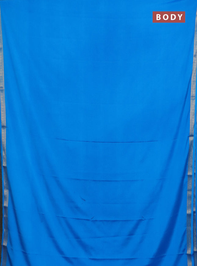 Semi mysore silk saree cs blue with plain body and zari woven border