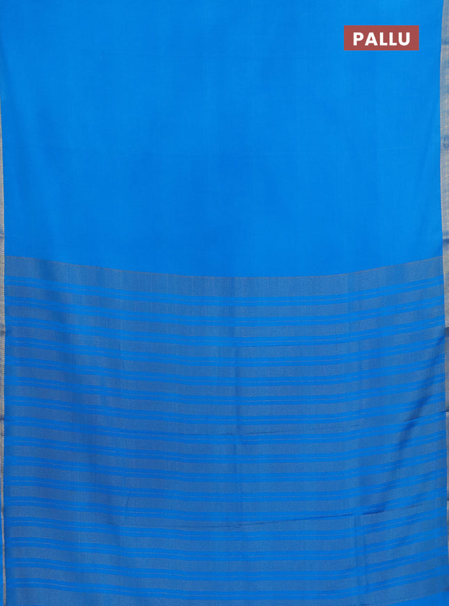 Semi mysore silk saree cs blue with plain body and zari woven border