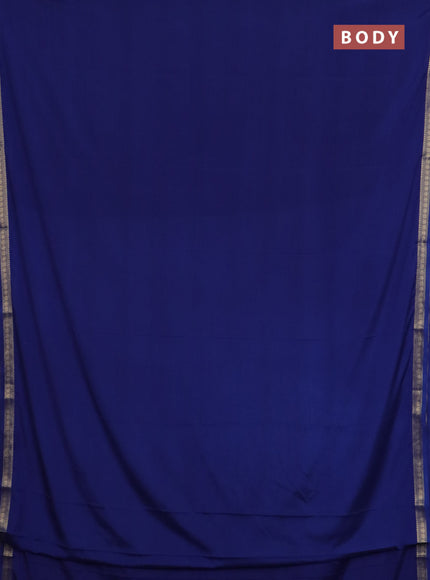 Semi mysore silk saree blue with plain body and zari woven border