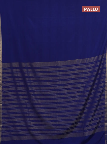 Semi mysore silk saree blue with plain body and zari woven border