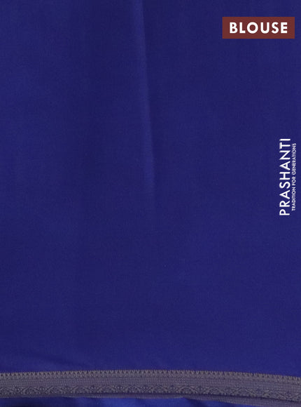 Semi mysore silk saree blue with plain body and zari woven border