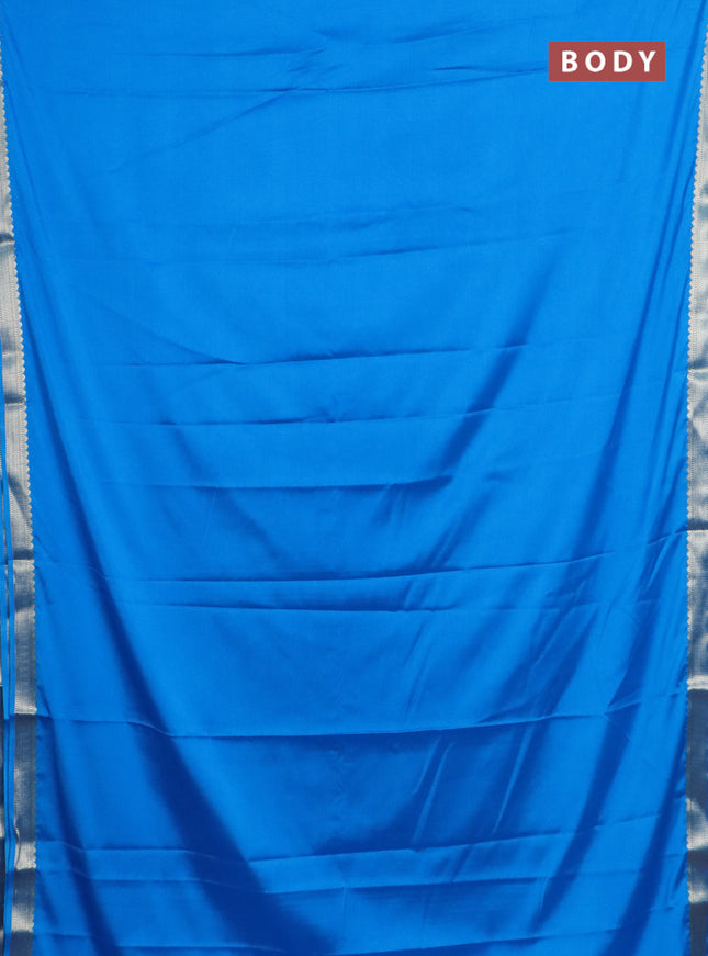 Semi mysore silk saree cs blue with plain body and zari woven border