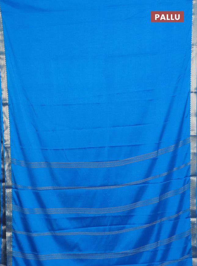 Semi mysore silk saree cs blue with plain body and zari woven border