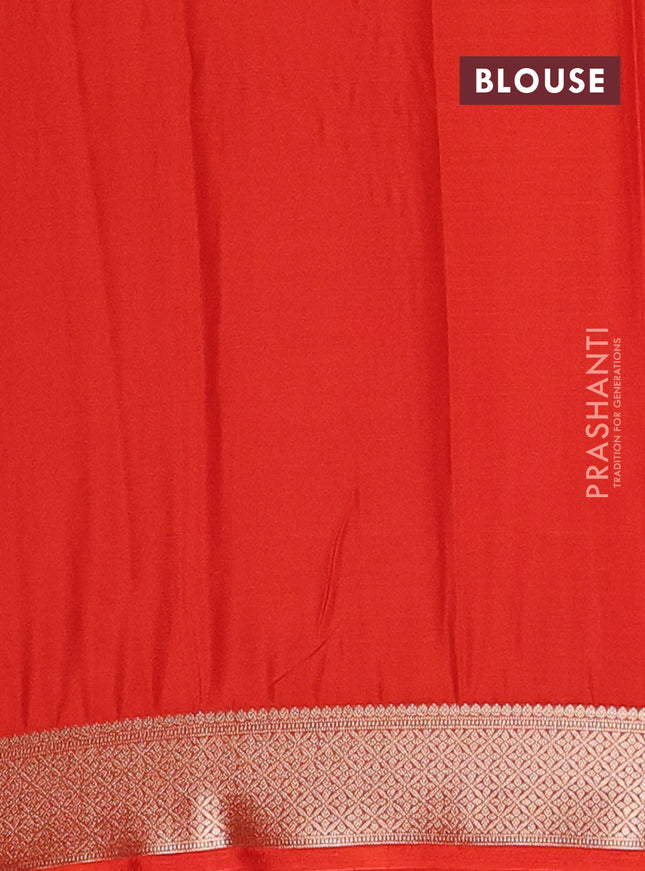 Semi mysore silk saree lotus pink and orange with allover zari weaves and zari woven border