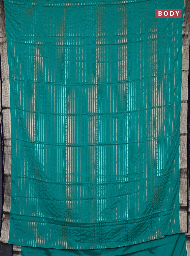 Semi mysore silk saree teal green and navy blue with allover zari weaves and zari woven border