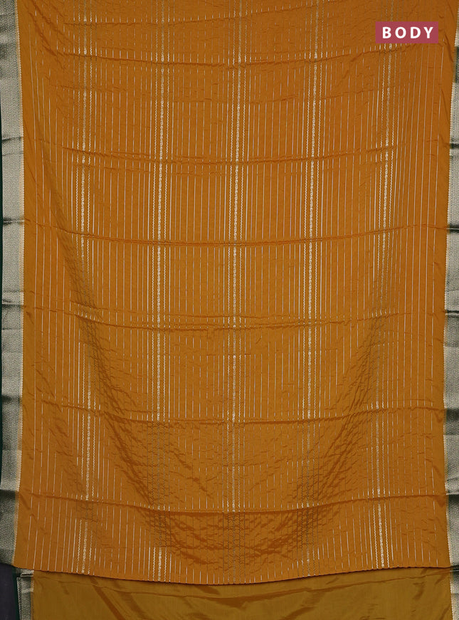 Semi mysore silk saree yellow and green with allover zari weaves and zari woven border