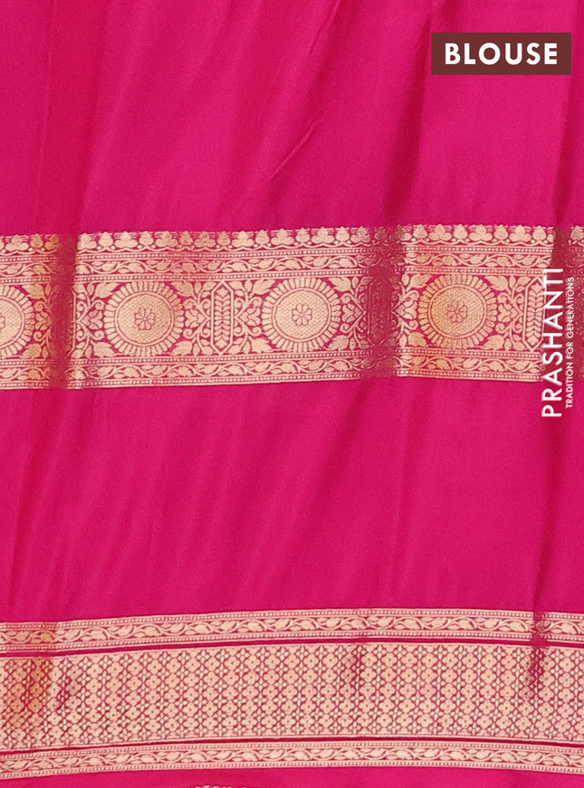 Semi mysore silk saree cs blue and pink with plain body and rettapet zari woven border