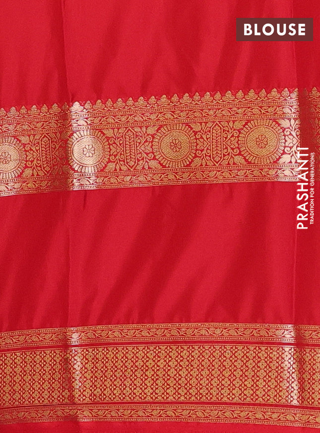Semi mysore silk saree yellow and red with plain body and rettapet zari woven border