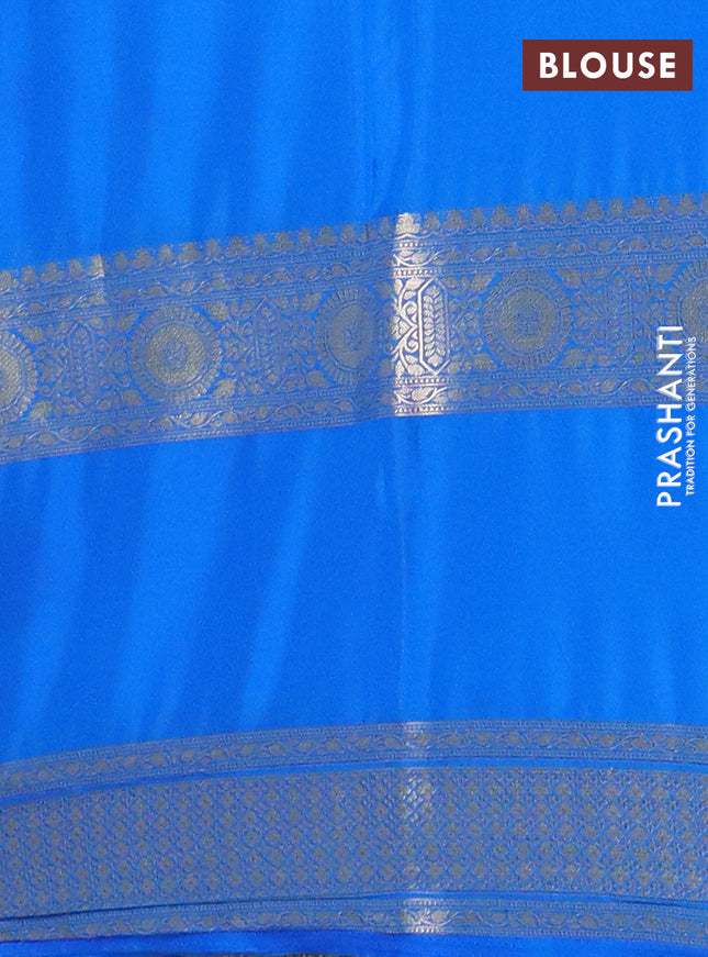 Semi mysore silk saree pink and cs blue with plain body and rettapet zari woven border