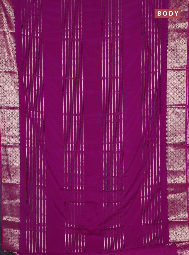 Semi mysore silk saree magenta pink and pink with allover zari weaves and zari woven border