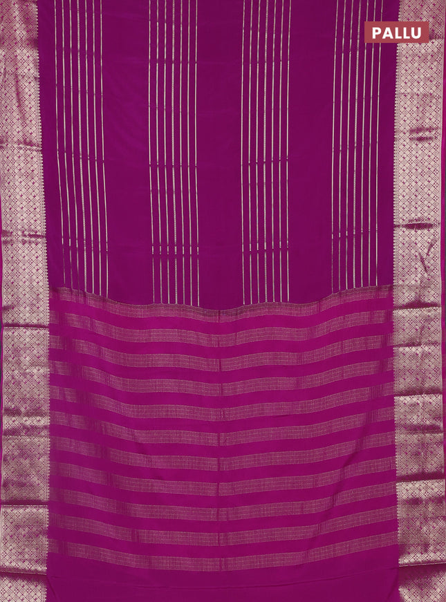 Semi mysore silk saree magenta pink and pink with allover zari weaves and zari woven border