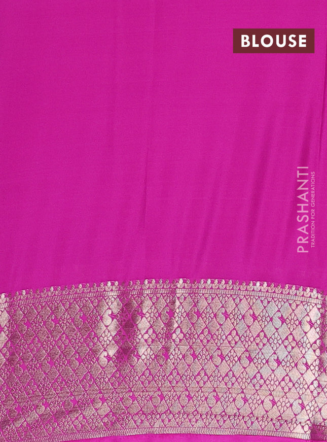 Semi mysore silk saree magenta pink and pink with allover zari weaves and zari woven border