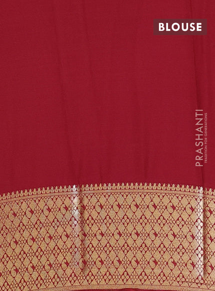 Semi mysore silk saree sandal and maroon with allover zari weaves and zari woven border