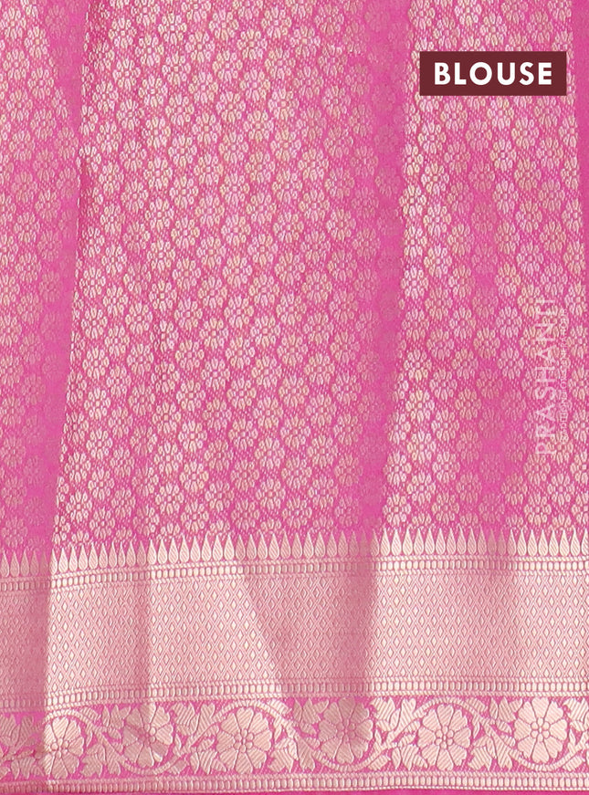 Semi mysore silk saree purple with allover zari woven brocade weaves and zari woven border