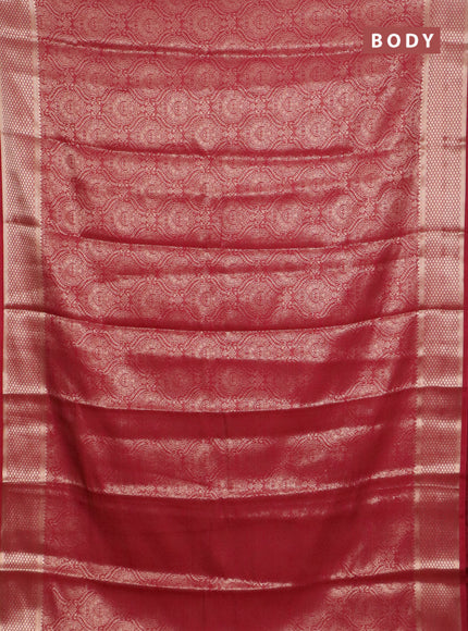 Semi mysore silk saree maroon with allover zari woven brocade weaves and zari woven border