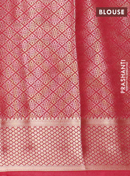 Semi mysore silk saree maroon with allover zari woven brocade weaves and zari woven border