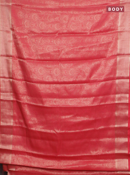 Semi mysore silk saree pink with allover zari woven brocade weaves and zari woven border