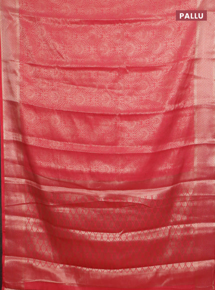 Semi mysore silk saree pink with allover zari woven brocade weaves and zari woven border