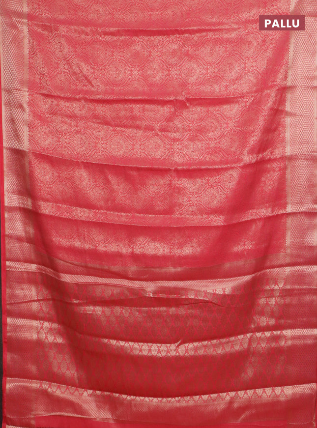Semi mysore silk saree pink with allover zari woven brocade weaves and zari woven border