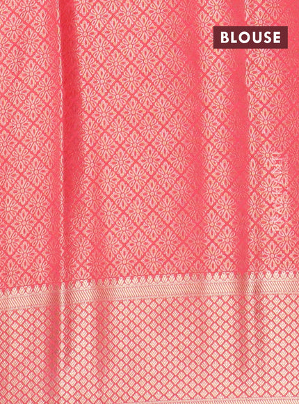 Semi mysore silk saree pink with allover zari woven brocade weaves and zari woven border