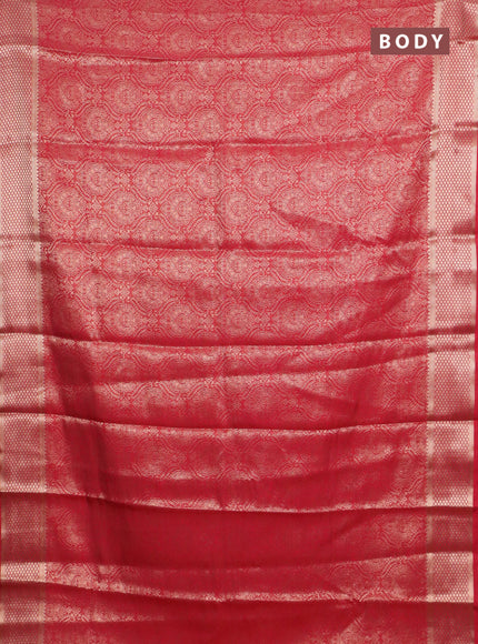 Semi mysore silk saree red with allover zari woven brocade weaves and zari woven border