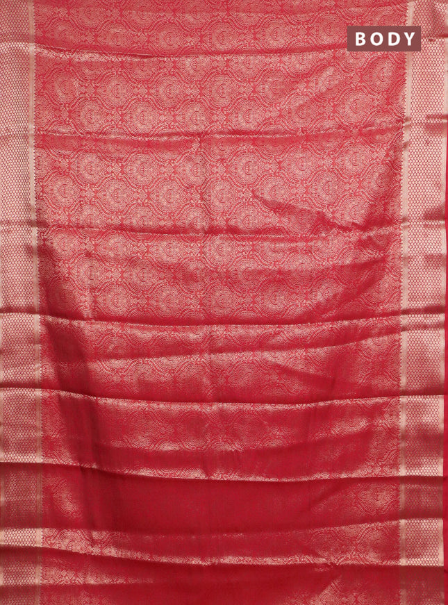 Semi mysore silk saree red with allover zari woven brocade weaves and zari woven border