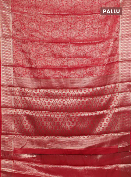 Semi mysore silk saree red with allover zari woven brocade weaves and zari woven border