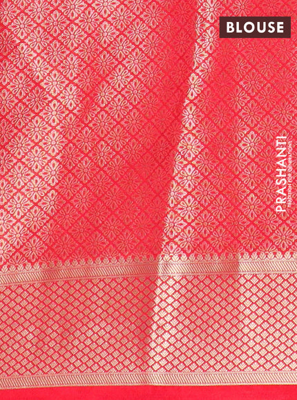 Semi mysore silk saree red with allover zari woven brocade weaves and zari woven border