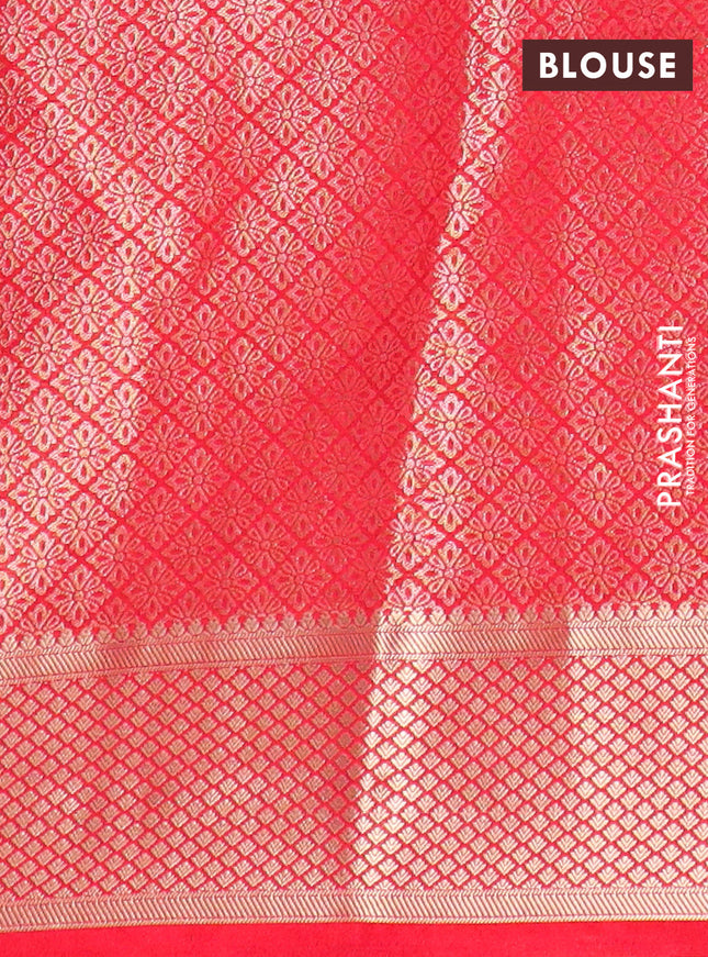 Semi mysore silk saree red with allover zari woven brocade weaves and zari woven border