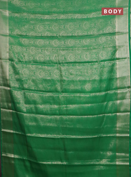 Semi mysore silk saree green with allover zari woven brocade weaves and zari woven border
