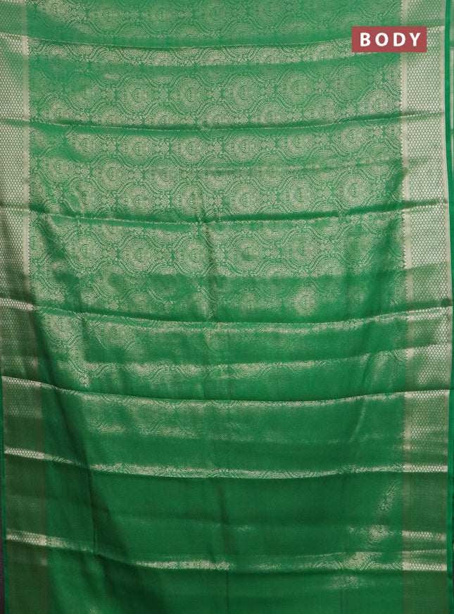 Semi mysore silk saree green with allover zari woven brocade weaves and zari woven border
