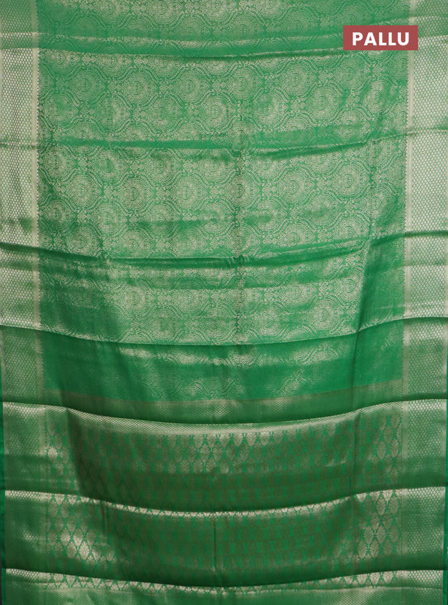 Semi mysore silk saree green with allover zari woven brocade weaves and zari woven border