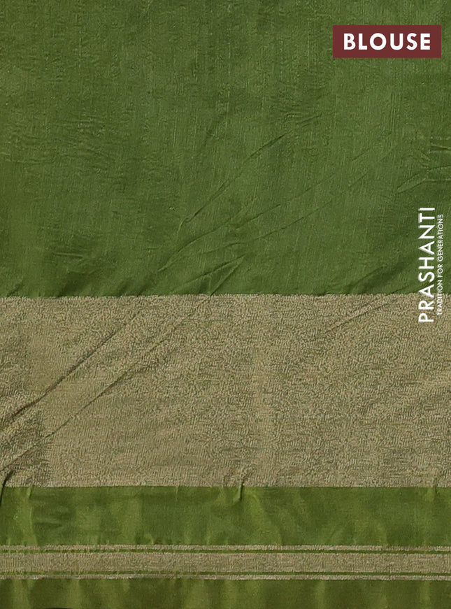 Semi dupion saree yellow and green with allover thread weaves and parsi embroidery work zari woven border