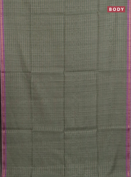 Semi chanderi saree pastel green and lavender with allover zari woven checked pattern and kalamkari printed pallu