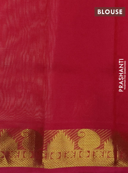 Silk cotton saree beige and pink with plain body and temple & paisley zari woven butta border