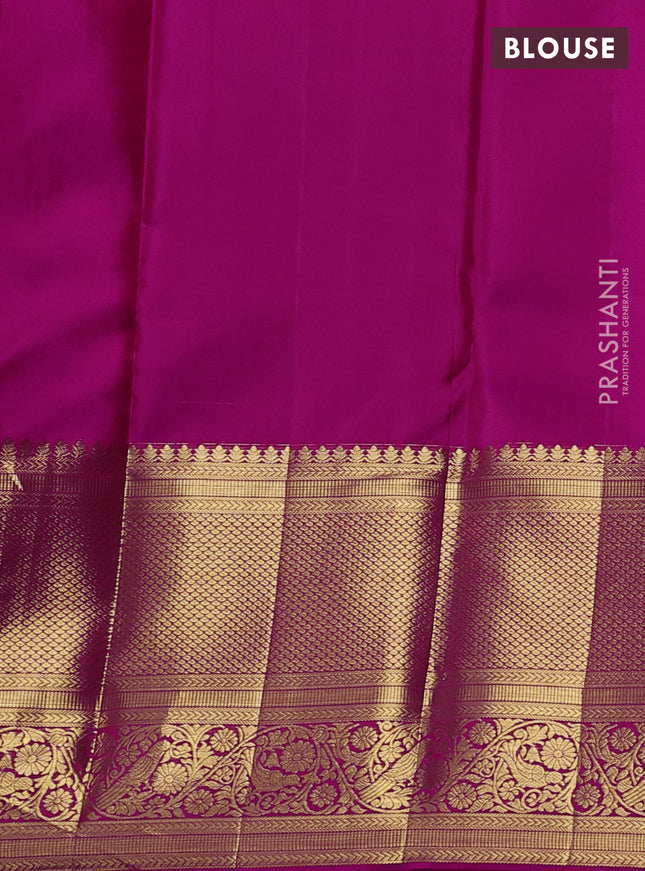 Pure kanchipuram silk saree rani pink with allover zari woven leheriya weaves and long rich zari woven border
