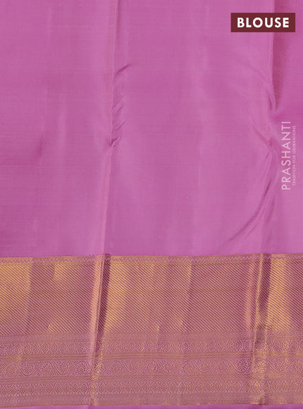 Pure kanchipuram silk saree light pink with allover zari woven leheriya weaves and long rich zari woven border